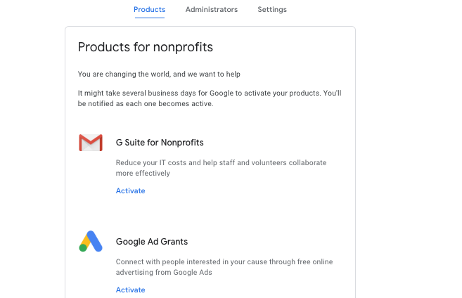 Google for Nonprofits Products