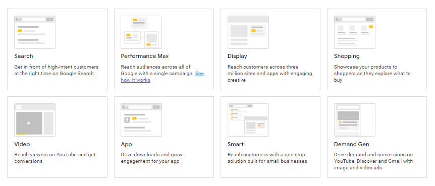 Google Ads Campaign Types