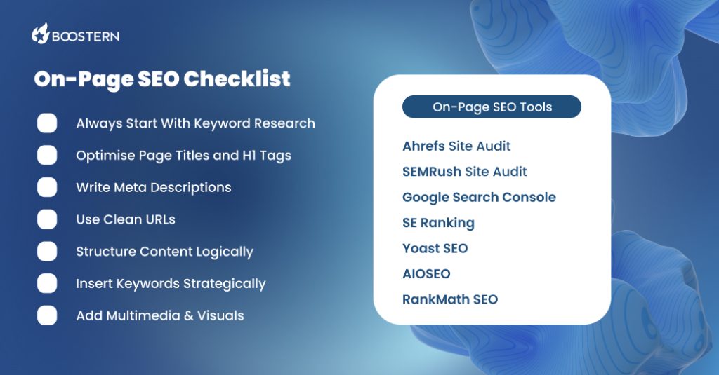 Boostern On-Page SEO Checklist Boostern On-Page SEO Checklist